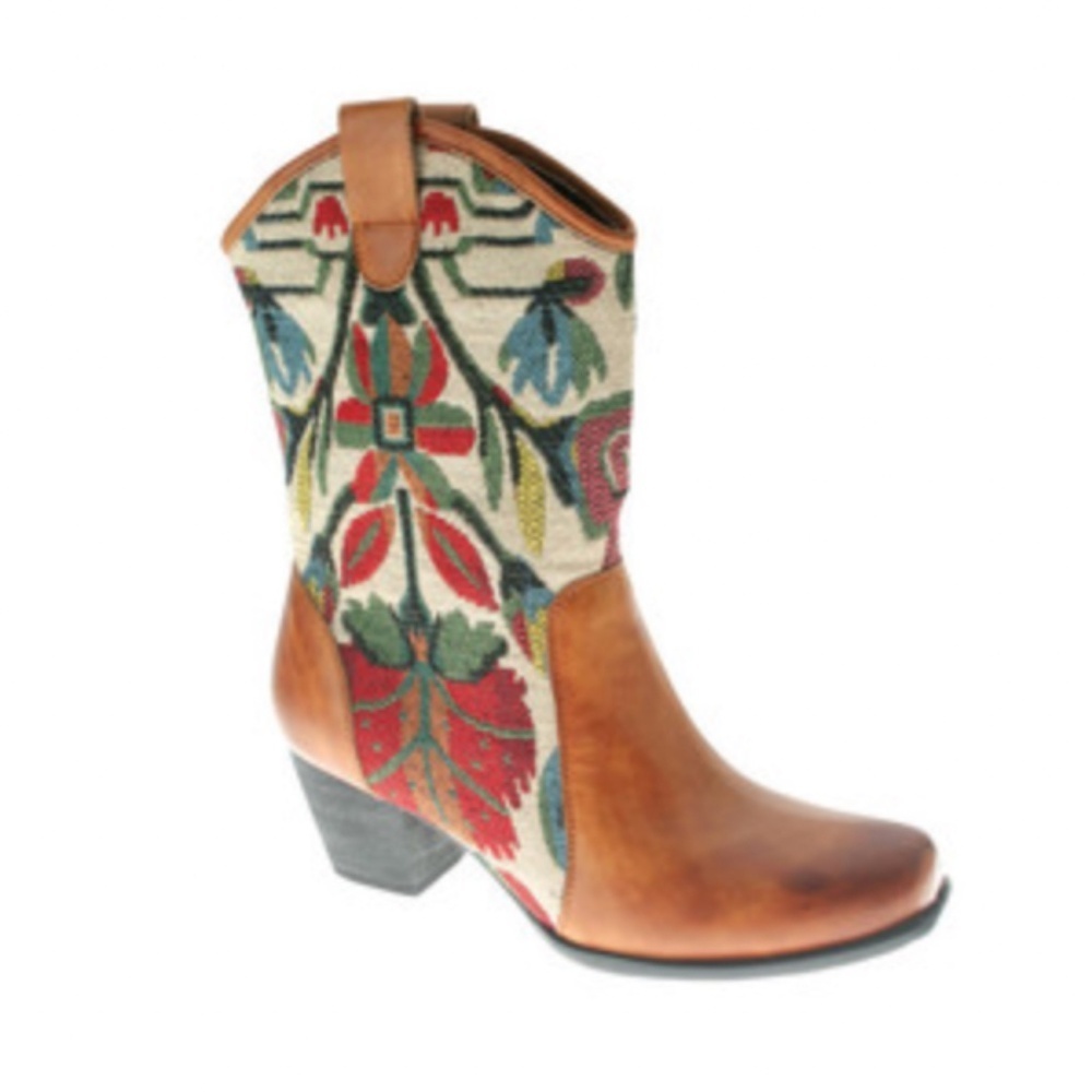L'Artiste Grazia Embroidered Leather Cowboy Boots 41 Tapestry Boho Western Rodeo